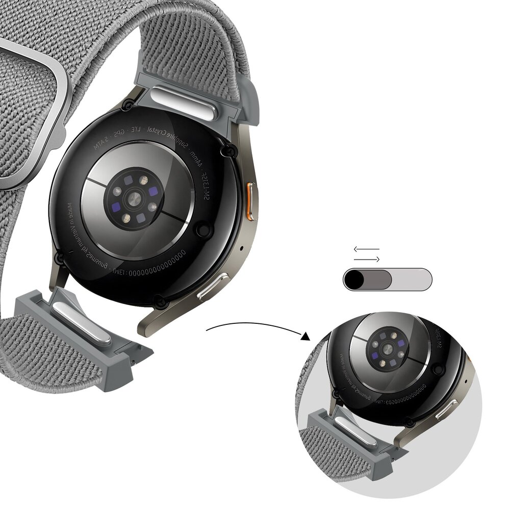 Bandz Bandz Samsung Galaxy Watch 7 - 40mm elastische band 'Easy fit' (grijs)