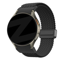 Bandz Bandz Samsung Galaxy Watch 4 44mm gevlochten band 'Easy fit' (zwart)