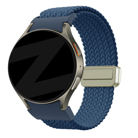 Bandz Bandz Samsung Galaxy Watch 4 44mm gevlochten band 'Easy fit' (blauw)