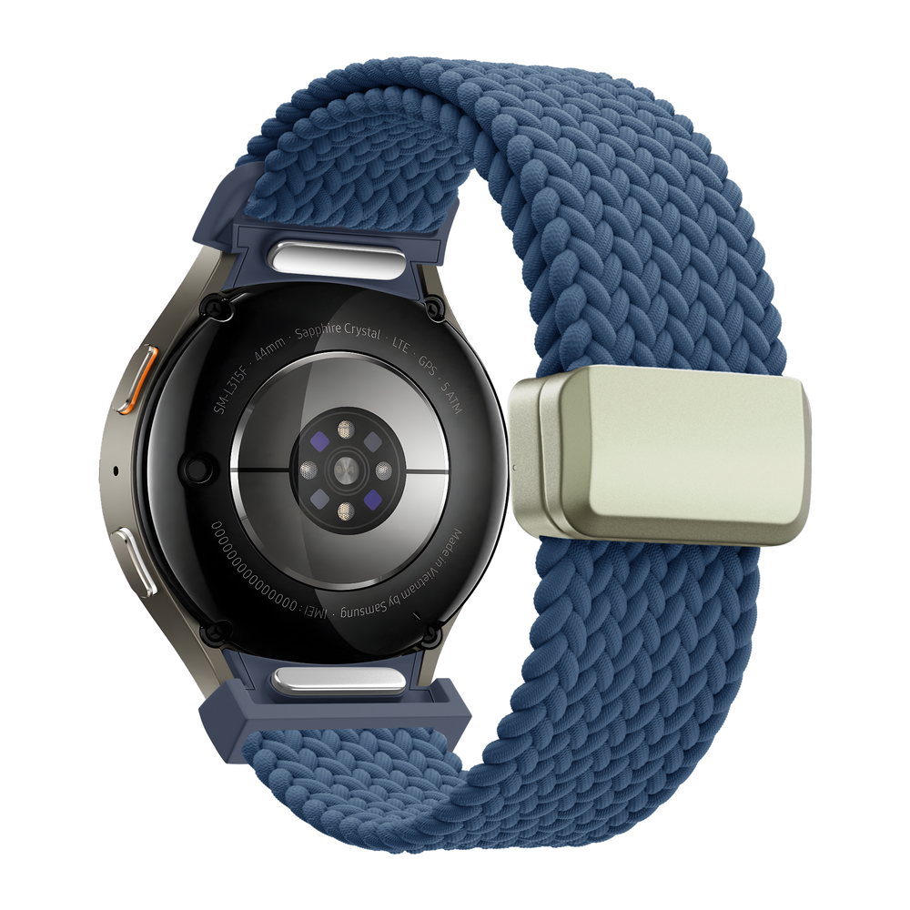 Bandz Bandz Samsung Galaxy Watch 4 44mm gevlochten band 'Easy fit' (blauw)