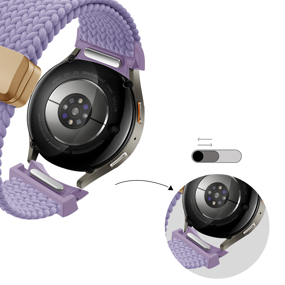 Bandz Bandz Samsung Galaxy Watch 7 - 40mm gevlochten band 'Easy fit' (lila)