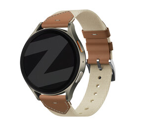 Bandz Bandz Huawei Watch GT 5 Pro - 42mm leren hybrid band 'Easy fit' (beige/bruin) Bandz Bandz Huawei Watch GT 5 Pro - 42mm leren hybrid band 'Easy fit' (beige/bruin)