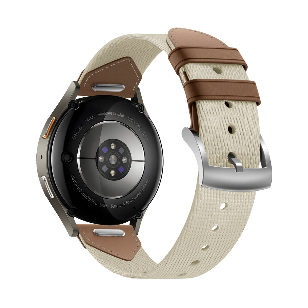 Bandz Bandz Huawei Watch GT 5 Pro - 42mm leren hybrid band 'Easy fit' (beige/bruin)
