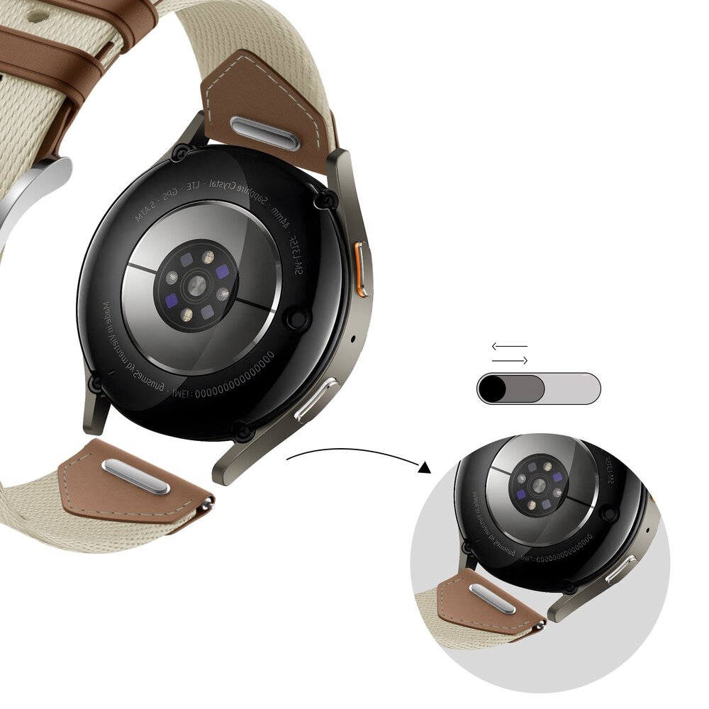 Bandz Bandz Huawei Watch GT 5 - 41mm leren hybrid band 'Easy fit' (beige/bruin)