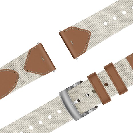 Bandz Bandz Withings ScanWatch 2 - 38mm leren hybrid band 'Easy fit' (beige/bruin)