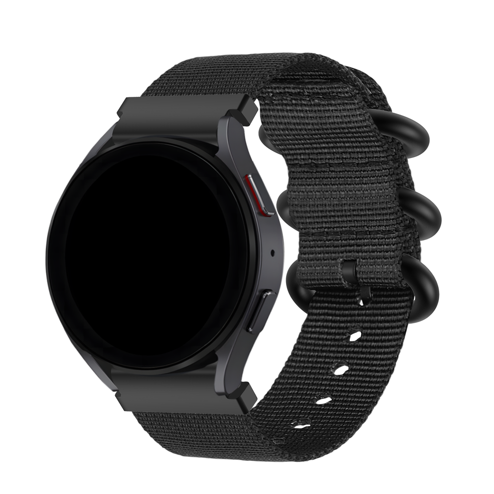 BALR. BALR Samsung Galaxy Watch 7 44mm nylon band met gesp (zwart) BALR. BALR Samsung Galaxy Watch 7 44mm nylon band met gesp (zwart)