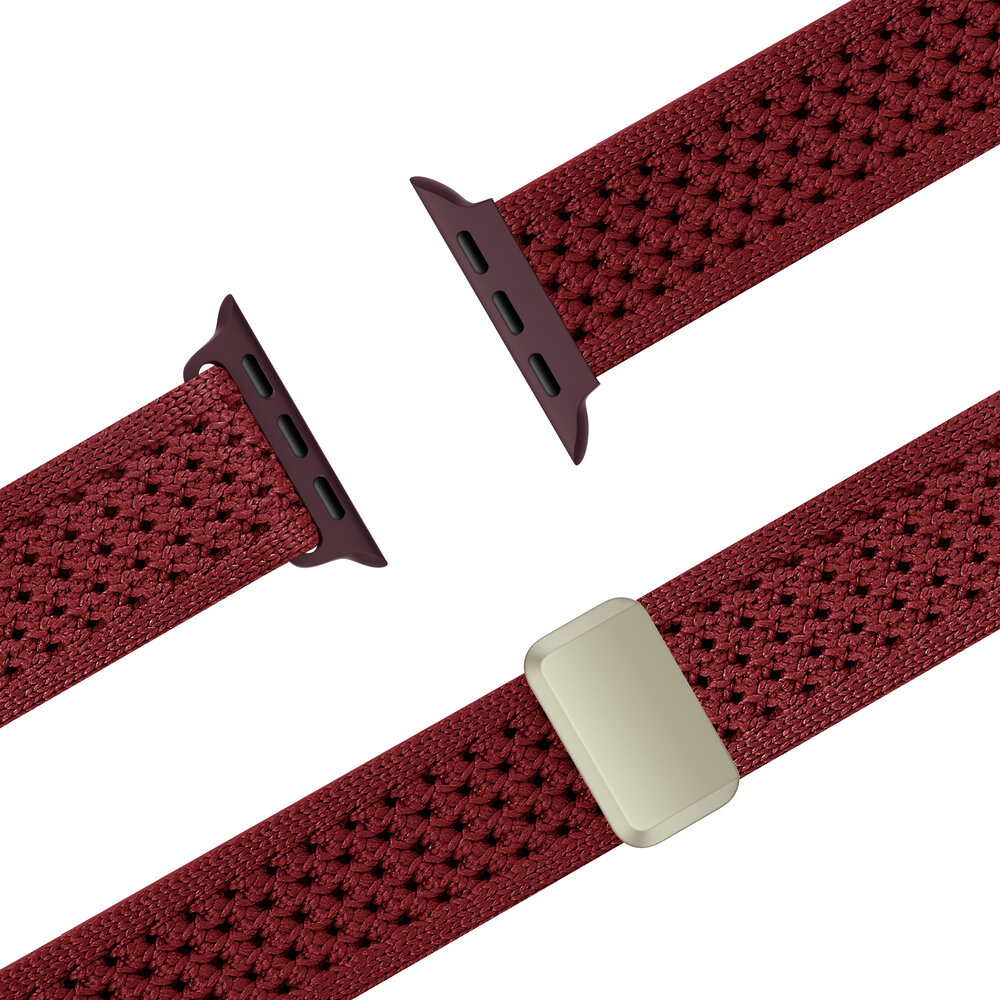 Bandz Bandz Bandz Apple Watch vintage nylon band (wijnrood)