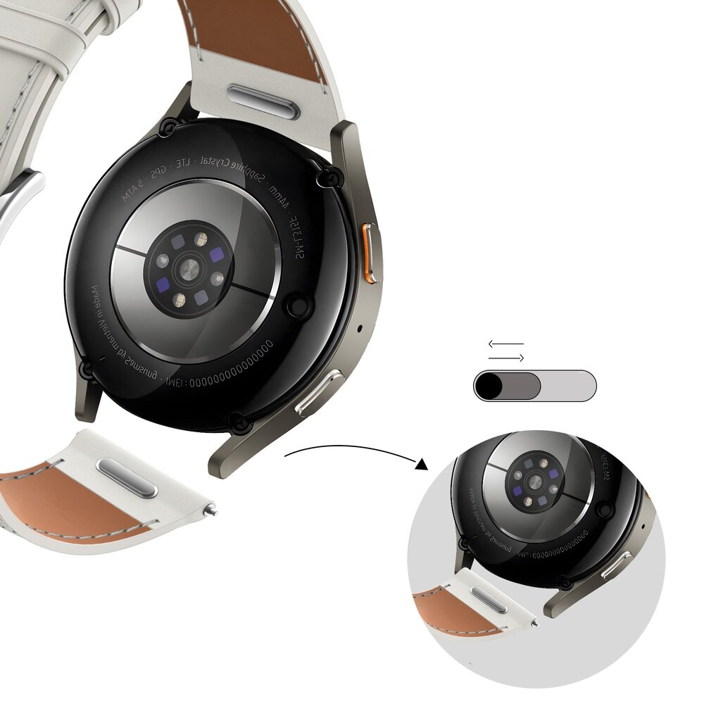 Bandz Bandz Huawei Watch GT 4 - 41mm lederen band 'Easy fit' (wit)