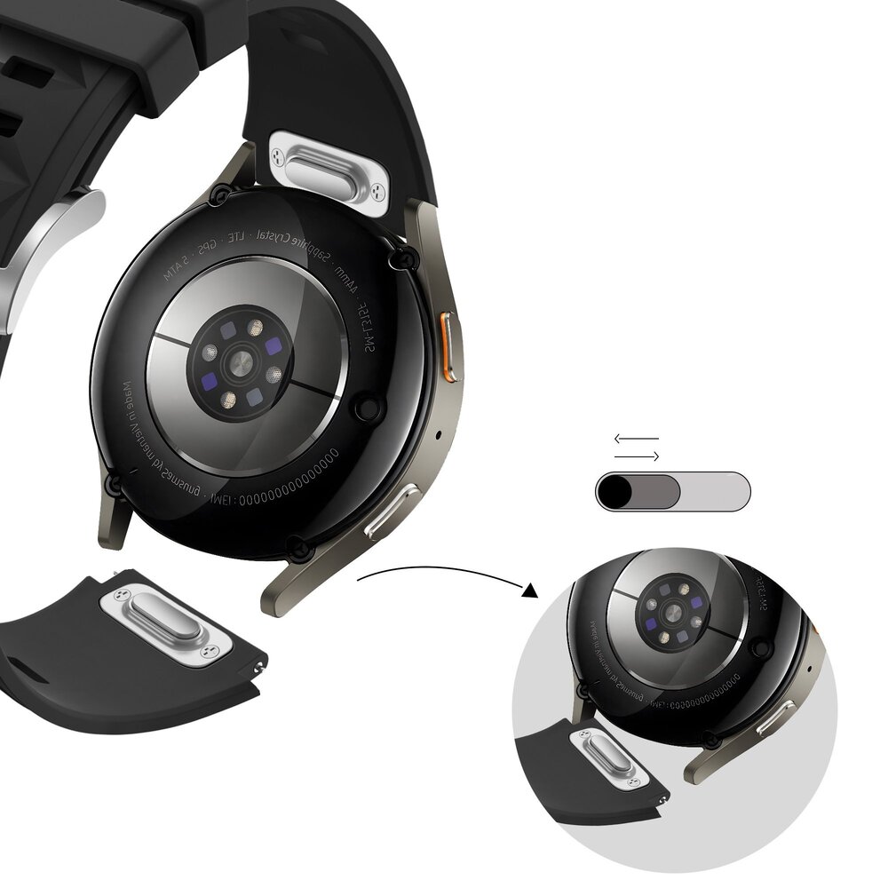 Bandz Bandz Fossil Gen 5e - 42mm siliconen band 'Easy fit' (zwart)