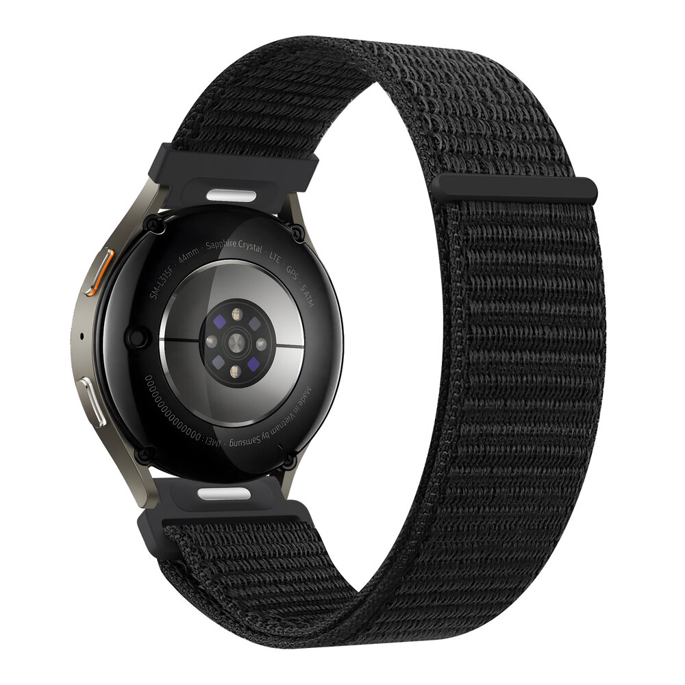 Bandz Bandz Samsung Galaxy Watch 46mm nylon band 'Easy fit' (zwart)
