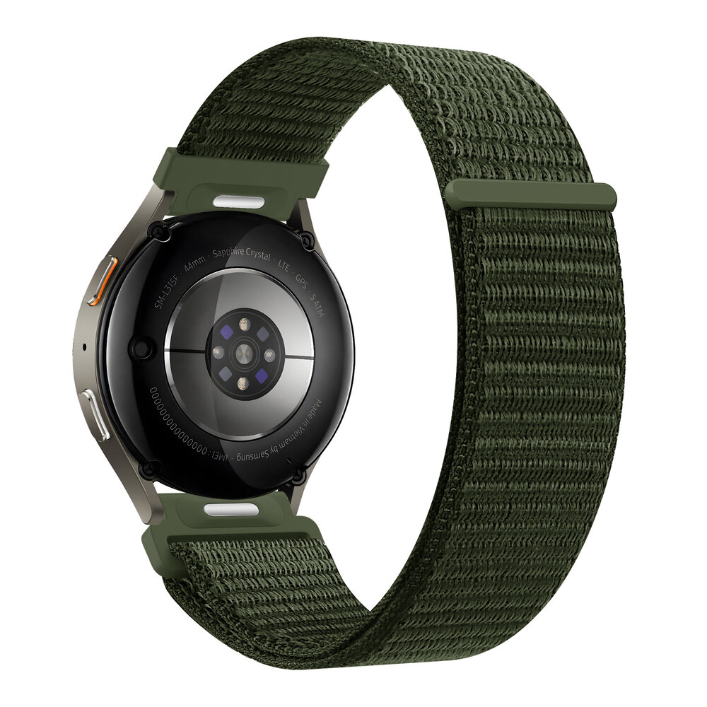 Bandz Bandz Samsung Galaxy Watch 7 - 44mm nylon band 'Easy fit' (groen) Bandz Bandz Samsung Galaxy Watch 7 - 44mm nylon band 'Easy fit' (groen)