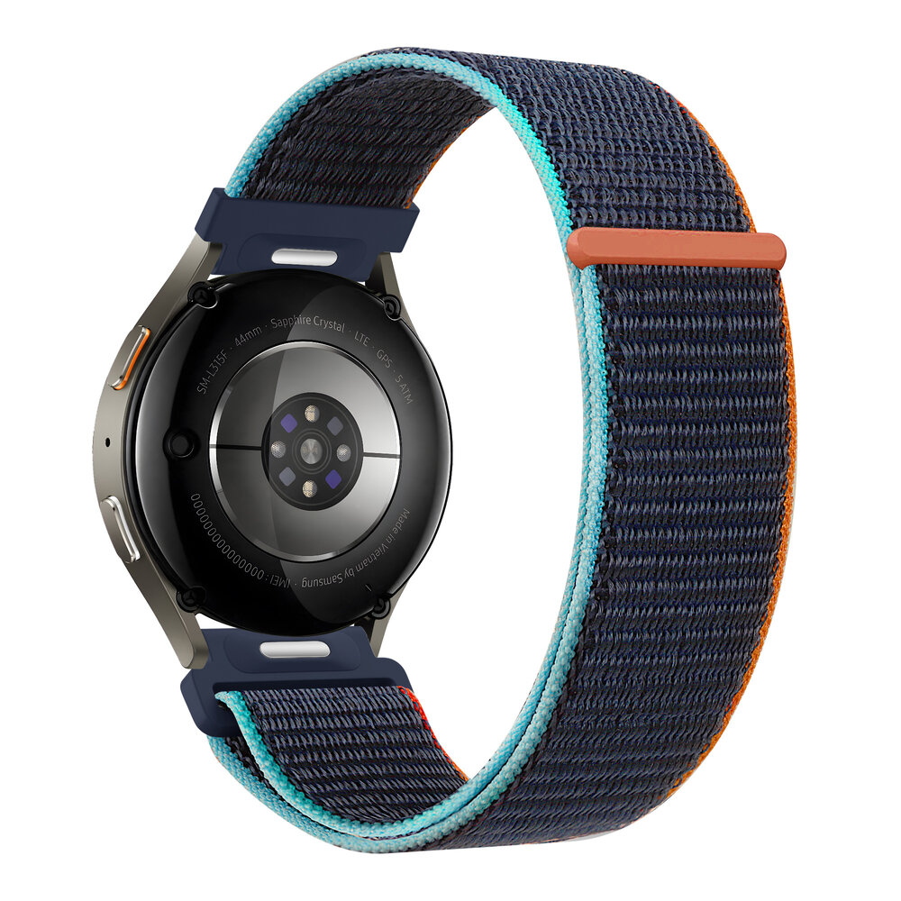 Bandz Bandz Samsung Galaxy Watch 7 - 44mm nylon band 'Easy fit' (donkerblauw mix)