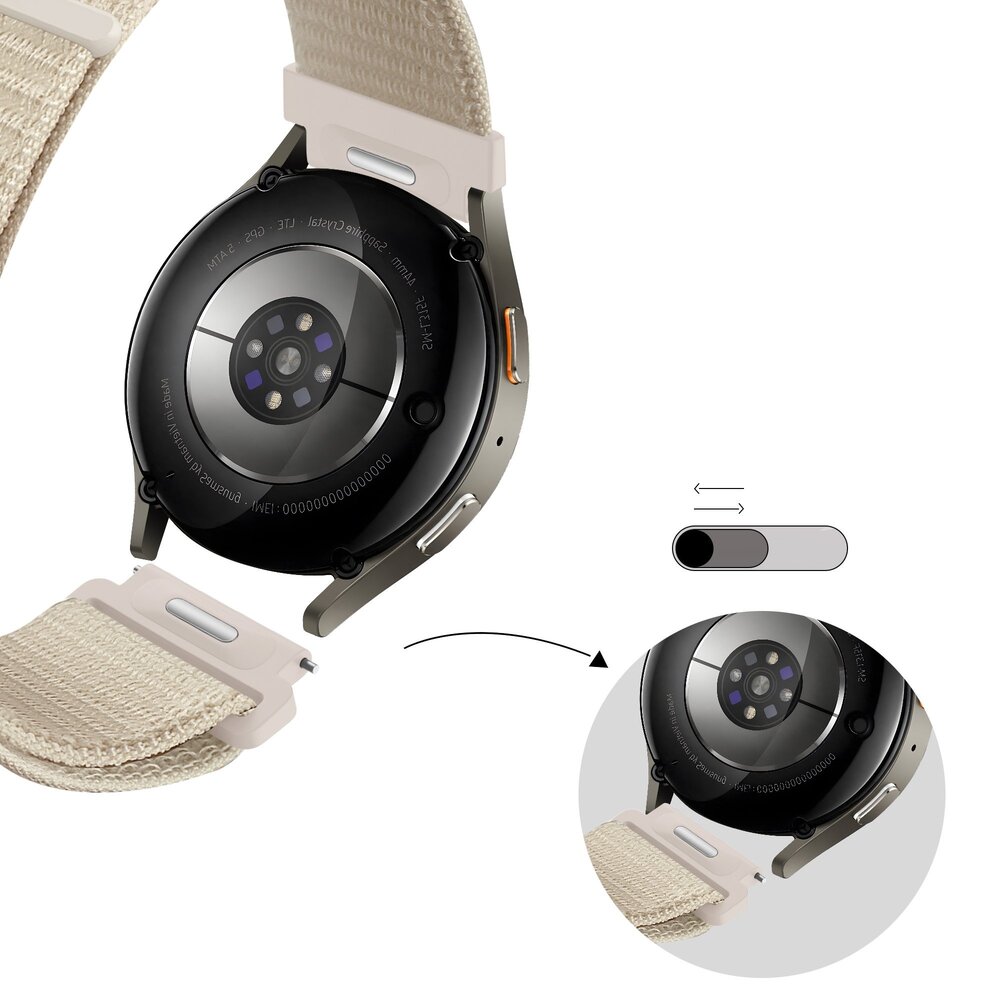 Bandz Bandz Samsung Galaxy Watch 7 - 40mm nylon band 'Easy fit' (sterrenlicht)