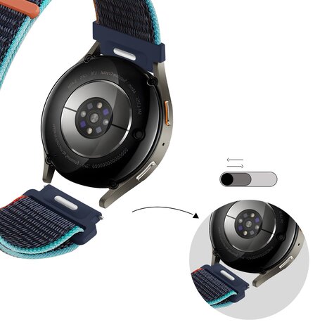 Bandz Bandz Samsung Galaxy Watch 6 - 44mm nylon band 'Easy fit' (donkerblauw mix) Bandz Bandz Samsung Galaxy Watch 6 - 44mm nylon band 'Easy fit' (donkerblauw mix)