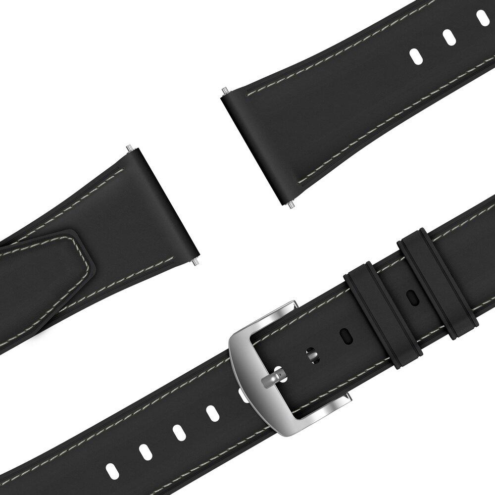 Bandz Bandz Amazfit GTR 4 lederen band 'Easy fit' (zwart)