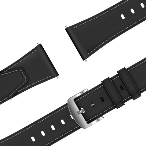 Bandz Bandz Oppo Watch X lederen band 'Easy fit' (zwart)