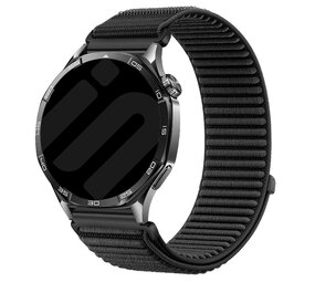 Strap-it® Samsung Galaxy Watch 46mm wave nylon band (zwart) Strap-it® Samsung Galaxy Watch 46mm wave nylon band (zwart)