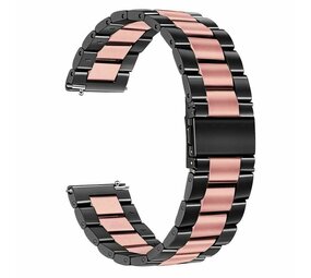 Strap-it® OnePlus Watch 3 - 43mm stalen band (zwart/roze)