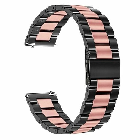 Strap-it® Strap-it OnePlus Watch 3 - 43mm stalen band (zwart/roze)