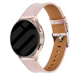 Strap-it® OnePlus Watch 3 - 43mm 'one push' leren bandje (lichtroze)