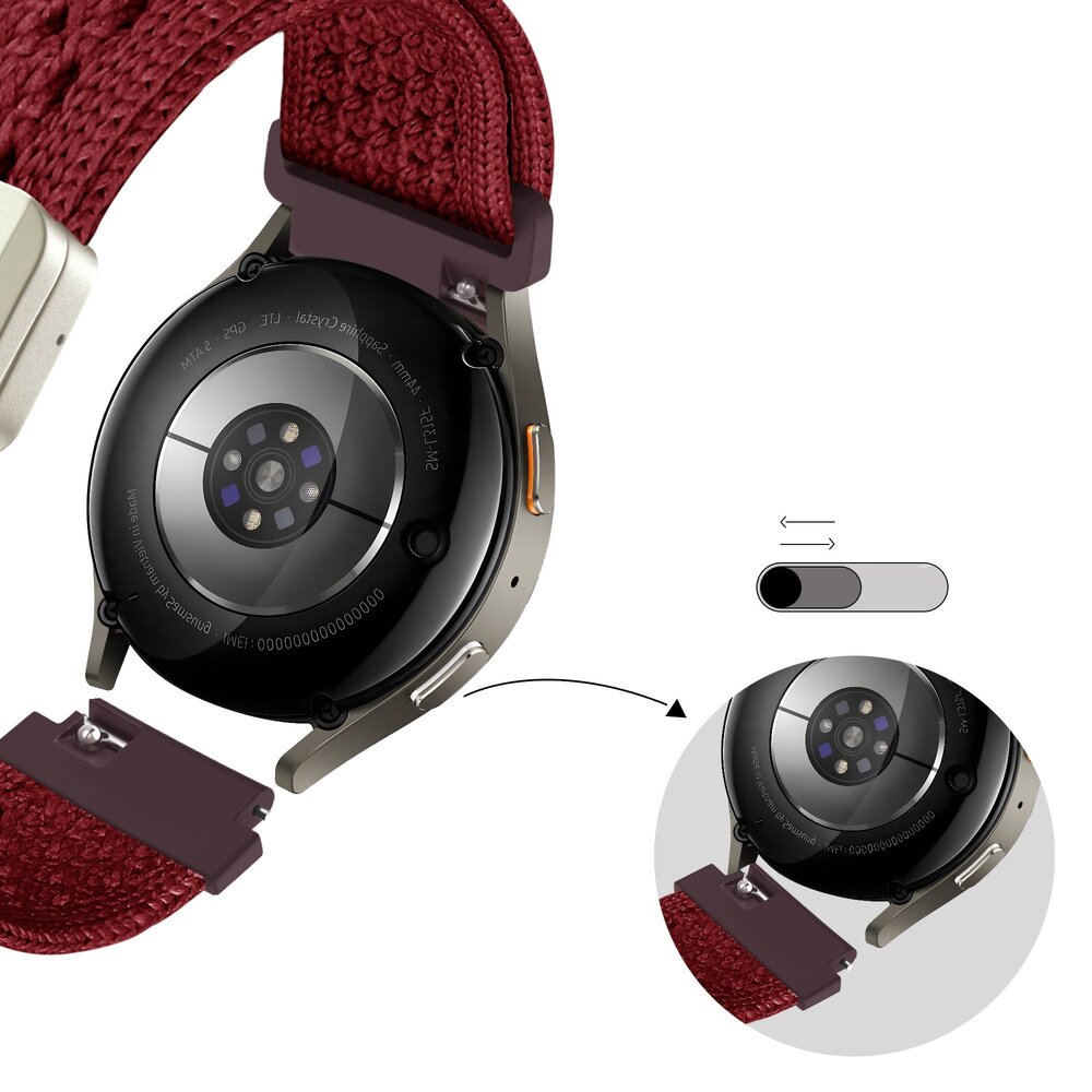 Bandz Bandz Garmin Venu 2s vintage nylon band (wijnrood)