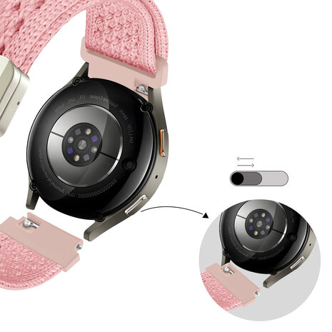 Bandz Bandz Samsung Galaxy Watch 7 - 44mm vintage nylon band (roze)