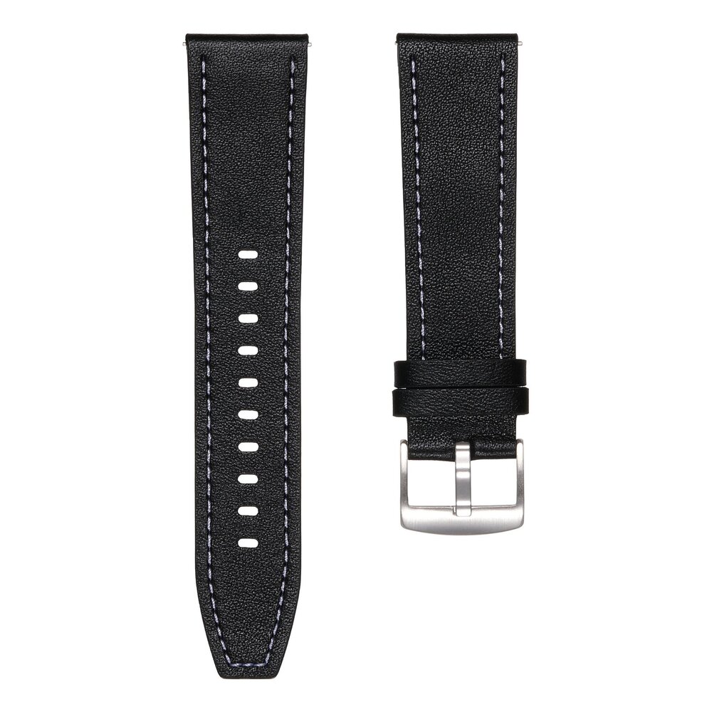 Strap-it® Strap-it Amazfit Balance 2 'one push' leren bandje (zwart)