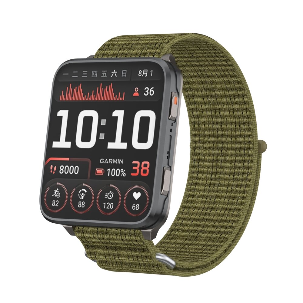 Strap-it® Strap-it Garmin Venu X1 nylon bandje (olijfgroen)