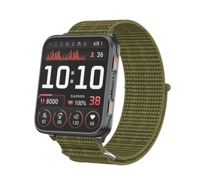 Strap-it® Garmin Venu X1 nylon bandje (olijfgroen)