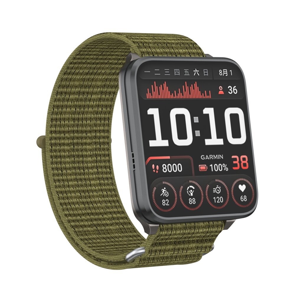 Strap-it® Strap-it Garmin Venu X1 nylon bandje (olijfgroen)