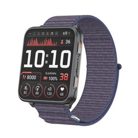 Strap-it® Strap-it Garmin Venu X1 nylon bandje (donkerblauw)