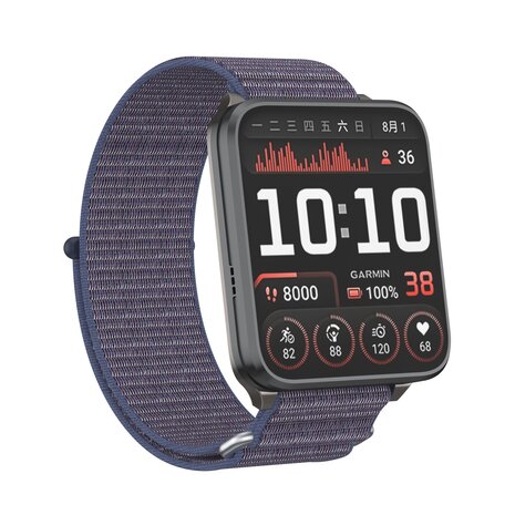 Strap-it® Strap-it Garmin Venu X1 nylon bandje (donkerblauw)