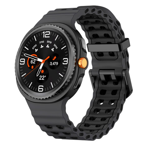 Strap-it® Strap-it Samsung Galaxy Watch 8 - 40mm Ocean bandje (donkergrijs/zwart)