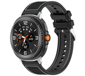 Strap-it® Samsung Galaxy Watch 8 - 40mm nylon hybrid bandje (zwart)