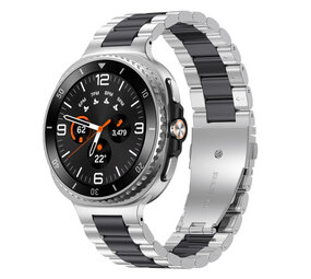 Strap-it® Samsung Galaxy Watch 8 - 40mm stalen bandje (zilver/zwart)