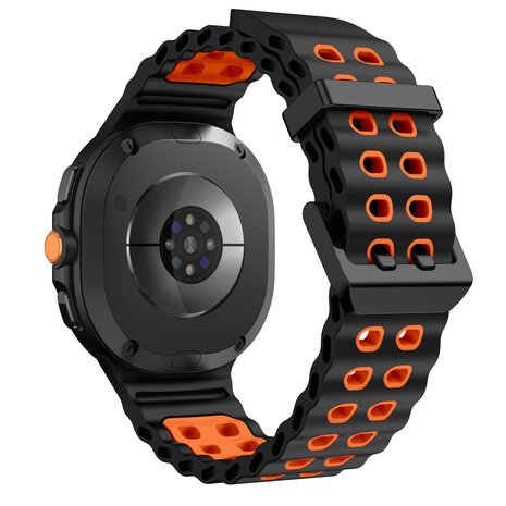 Strap-it® Strap-it Samsung Galaxy Watch 8 - 44mm Ocean bandje (zwart/oranje)