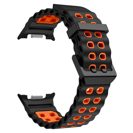 Strap-it® Strap-it Samsung Galaxy Watch 8 - 44mm Ocean bandje (zwart/oranje)