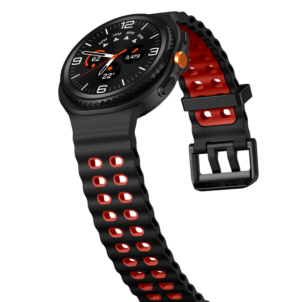 Strap-it® Strap-it Samsung Galaxy Watch 8 - 44mm Ocean bandje (zwart/rood)