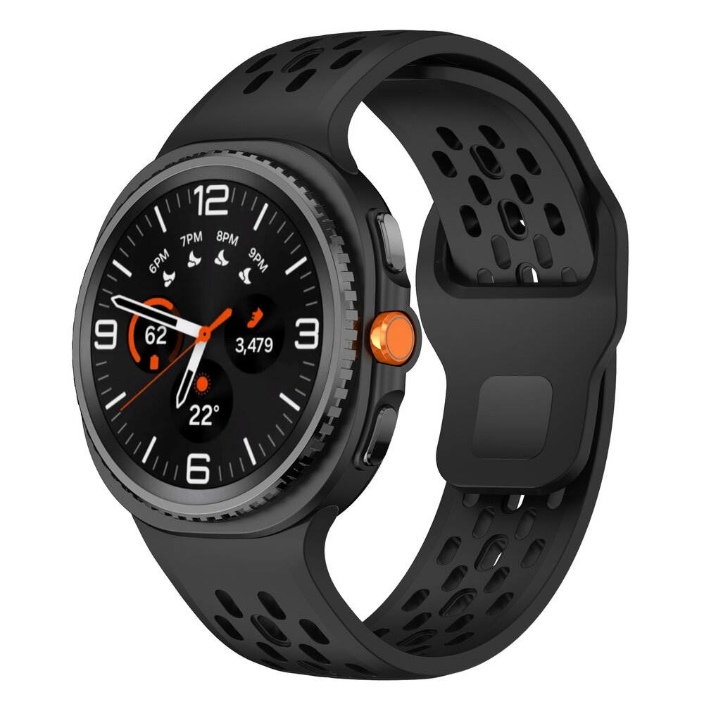 Strap-it® Strap-it Samsung Galaxy Watch 8 - 44mm siliconen air bandje (zwart)