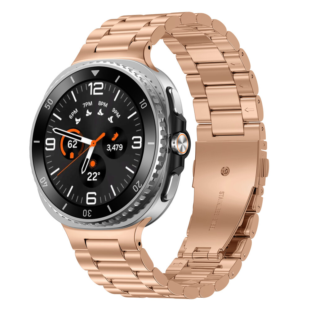 Strap-it® Strap-it Samsung Galaxy Watch 8 - 44mm stalen bandje (rosé goud)