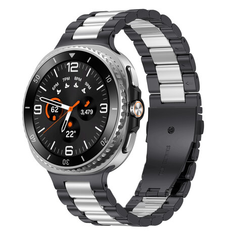 Strap-it® Strap-it Samsung Galaxy Watch 8 - 44mm stalen bandje (zwart/zilver)