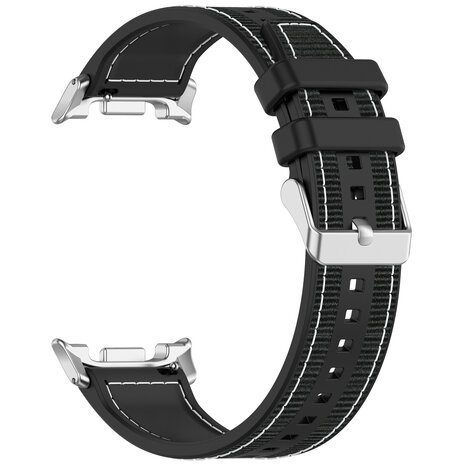 Strap-it® Strap-it Samsung Galaxy Watch 8 Classic nylon hybrid bandje (zwart) Strap-it® Strap-it Samsung Galaxy Watch 8 Classic nylon hybrid bandje (zwart)