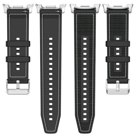 Strap-it® Strap-it Samsung Galaxy Watch 8 Classic nylon hybrid bandje (zwart) Strap-it® Strap-it Samsung Galaxy Watch 8 Classic nylon hybrid bandje (zwart)