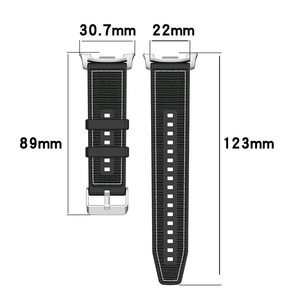 Strap-it® Strap-it Samsung Galaxy Watch 8 Classic nylon hybrid bandje (zwart) Strap-it® Strap-it Samsung Galaxy Watch 8 Classic nylon hybrid bandje (zwart)