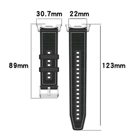Strap-it® Strap-it Samsung Galaxy Watch 8 Classic nylon hybrid bandje (zwart) Strap-it® Strap-it Samsung Galaxy Watch 8 Classic nylon hybrid bandje (zwart)