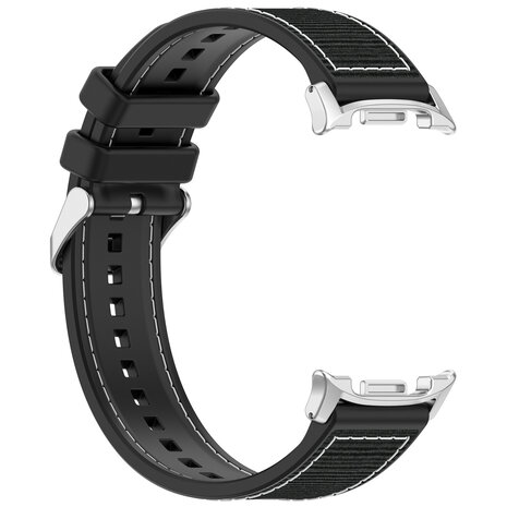 Strap-it® Strap-it Samsung Galaxy Watch 8 Classic nylon hybrid bandje (zwart) Strap-it® Strap-it Samsung Galaxy Watch 8 Classic nylon hybrid bandje (zwart)