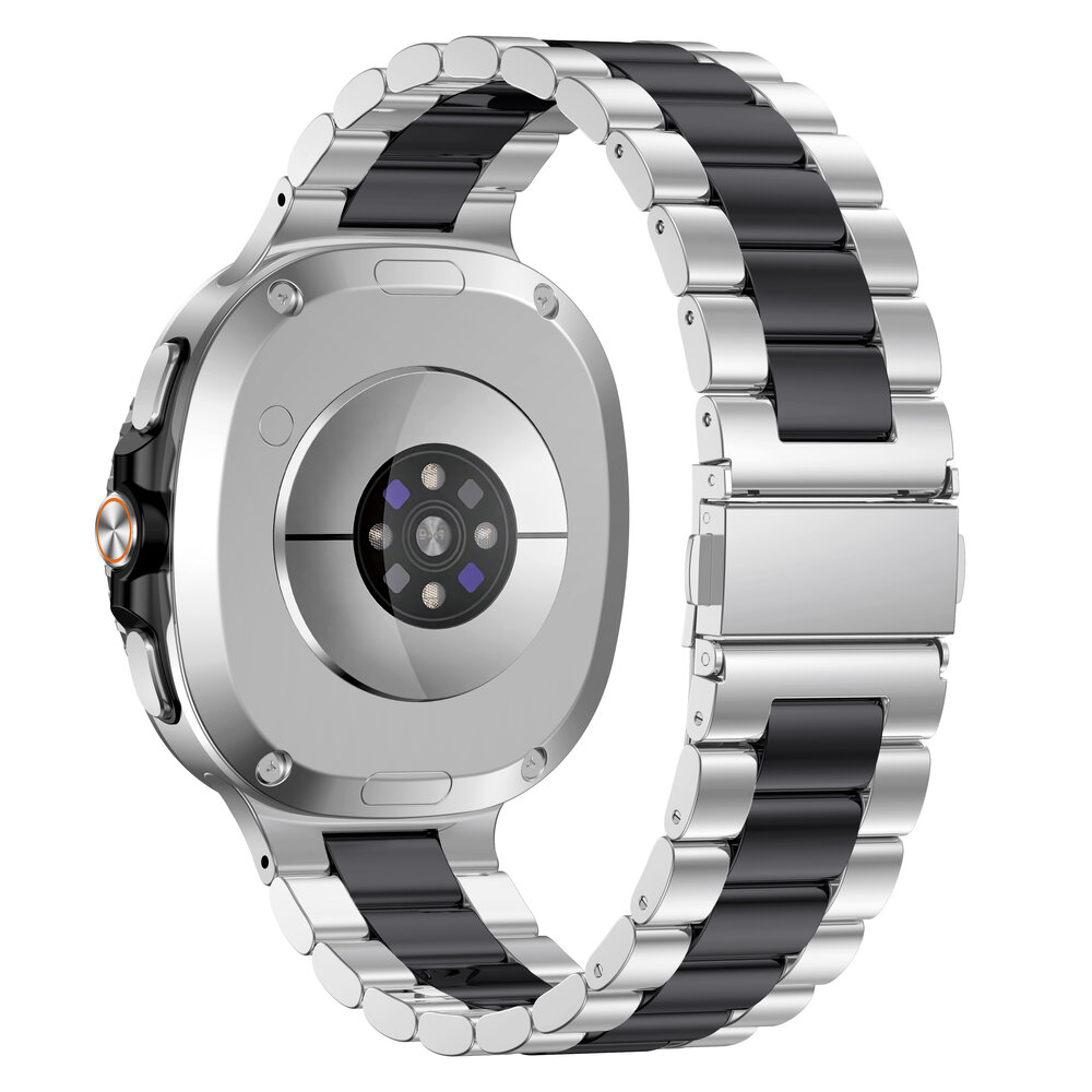 Strap-it® Strap-it Samsung Galaxy Watch 8 Classic stalen bandje (zilver/zwart) Strap-it® Strap-it Samsung Galaxy Watch 8 Classic stalen bandje (zilver/zwart)