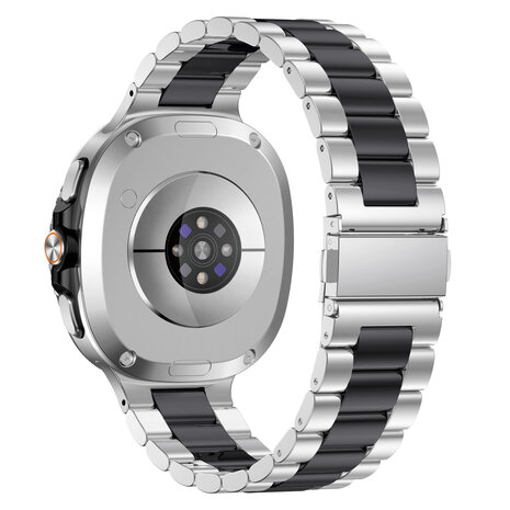 Strap-it® Strap-it Samsung Galaxy Watch 8 Classic stalen bandje (zilver/zwart) Strap-it® Strap-it Samsung Galaxy Watch 8 Classic stalen bandje (zilver/zwart)