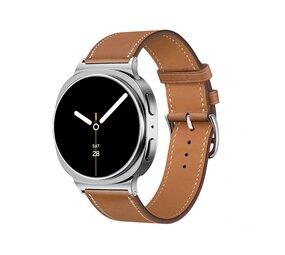 Strap-it® Samsung Galaxy Watch 8 - 44mm classic leren bandje (bruin)