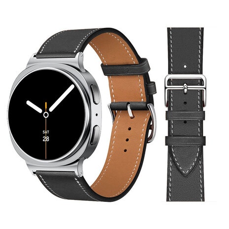 Strap-it® Strap-it Samsung Galaxy Watch 8 - 40mm classic leren bandje (zwart)